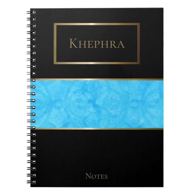 Blue Batik Simple Watercolor Name Notebook (Front)