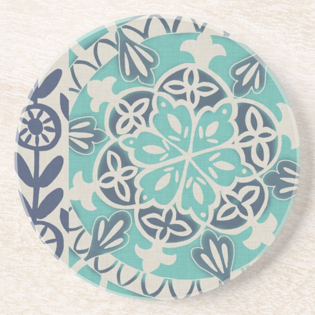 Blue Batik Tile I Coaster (Front)