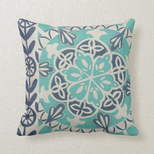 Blue Batik Tile I Cushion