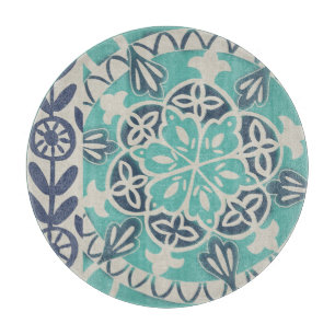 Blue Batik Tile I Cutting Board