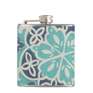 Blue Batik Tile I Hip Flask