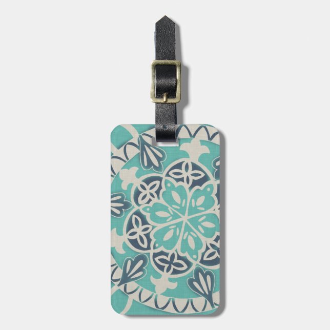 Blue Batik Tile I Luggage Tag (Front Vertical)