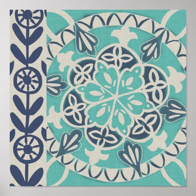 Blue Batik Tile I Poster (Front)