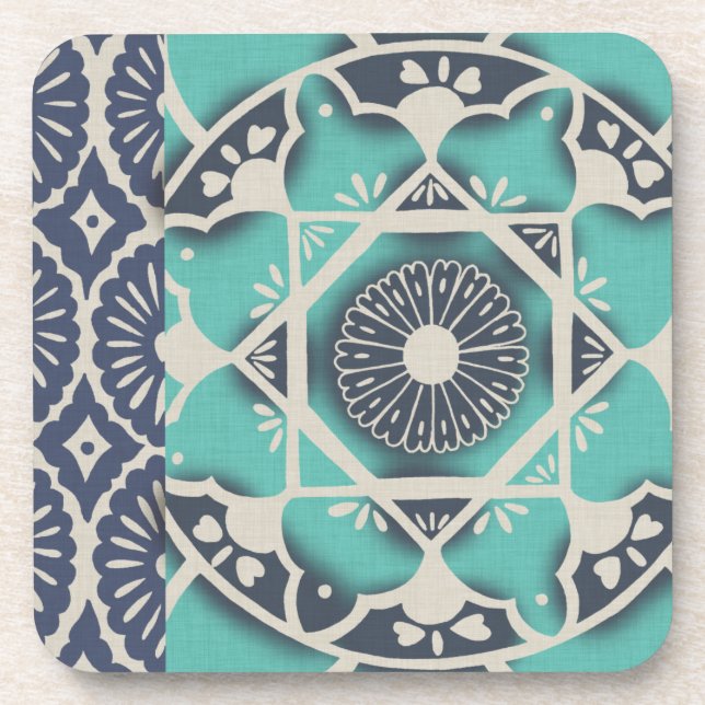 Blue Batik Tile II Coaster (Front)