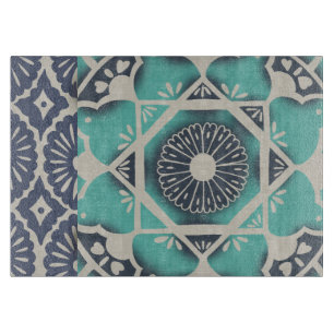 Blue Batik Tile II Cutting Board