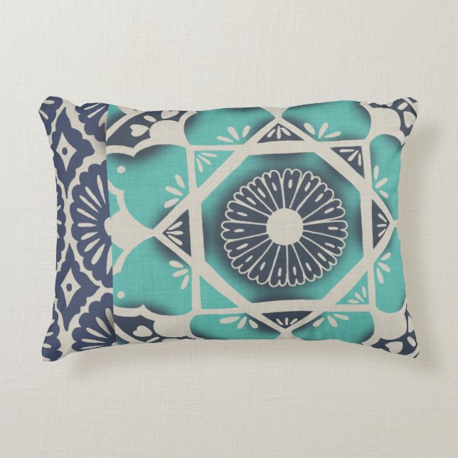 Blue Batik Tile II Decorative Cushion (Front)