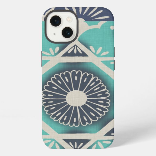 Blue Batik Tile II iPhone Case (Back)