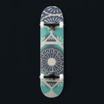 Blue Batik Tile II Skateboard<br><div class="desc">Floral</div>