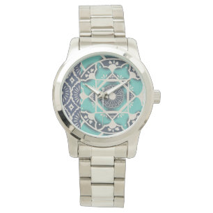 Blue Batik Tile II Watch