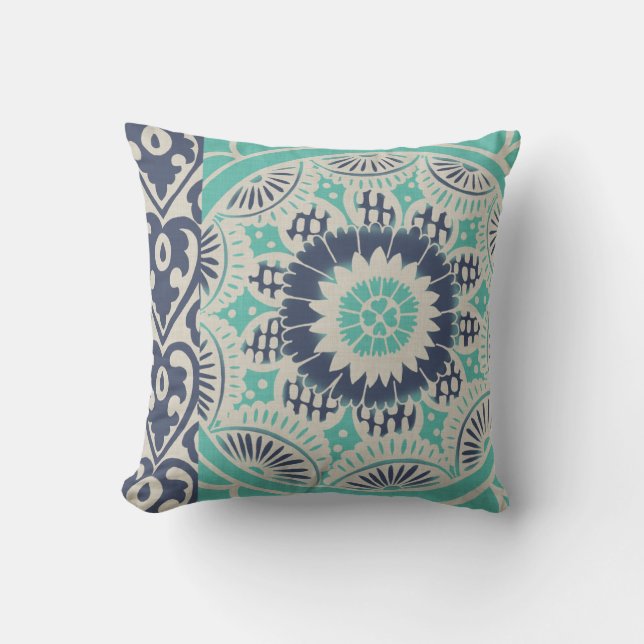 Blue Batik Tile III Cushion (Front)