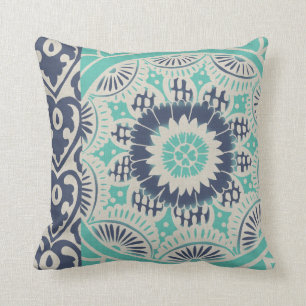 Blue Batik Tile III Cushion