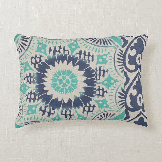 Blue Batik Tile III Decorative Cushion (Front)