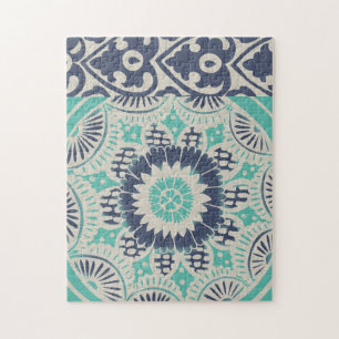 Blue Batik Tile III Jigsaw Puzzle