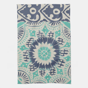 Blue Batik Tile III Tea Towel