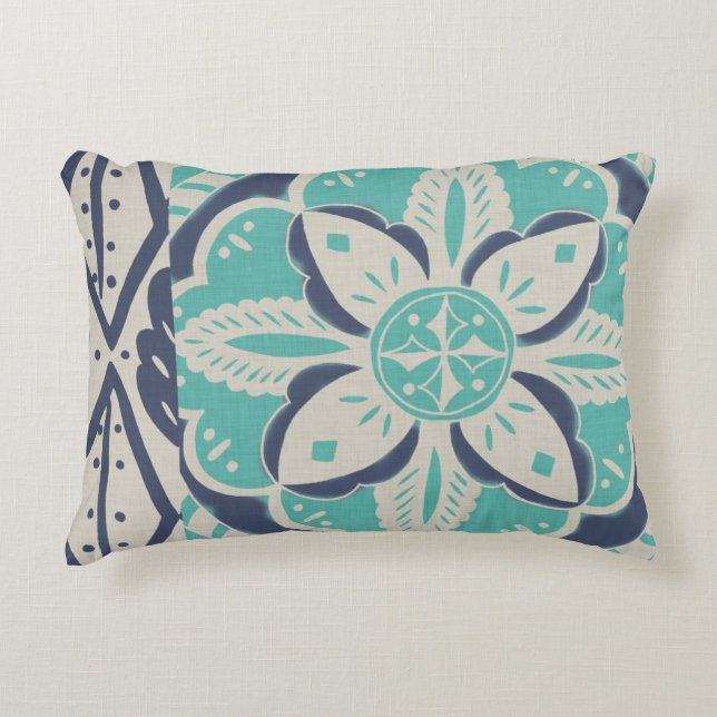 Blue Batik Tile IV Decorative Cushion (Front)