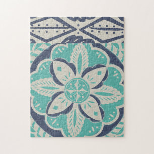 Blue Batik Tile IV Jigsaw Puzzle