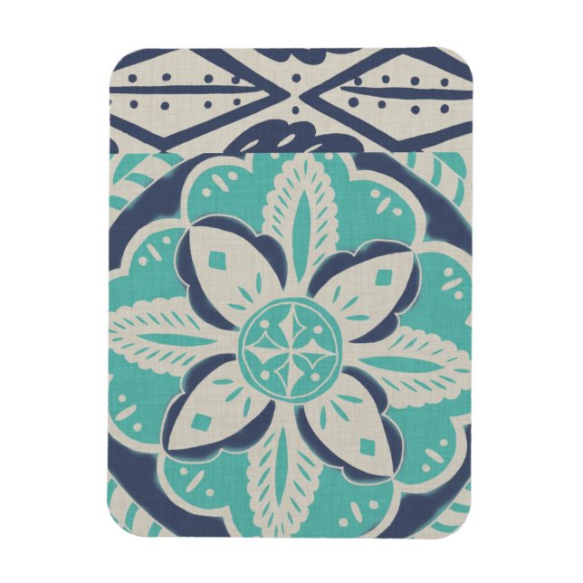 Blue Batik Tile IV Magnet (Vertical)