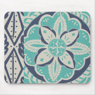 Blue Batik Tile IV Mouse Pad