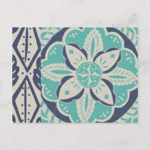 Blue Batik Tile IV Postcard