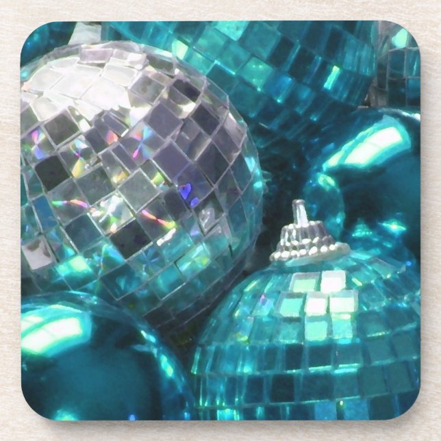 Blue Baubles cork back coaster (Front)