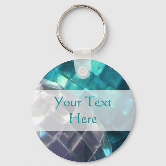 Blue Baubles detail 'Your Text' keychain (Front)