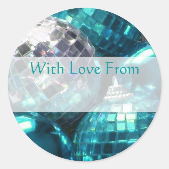 Blue Baubles gift tag  round sticker (Front)
