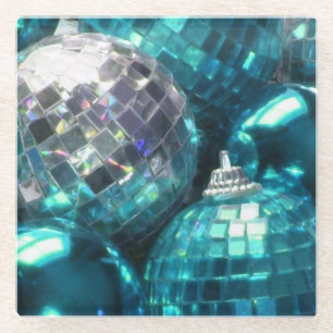 Blue Baubles glass coaster