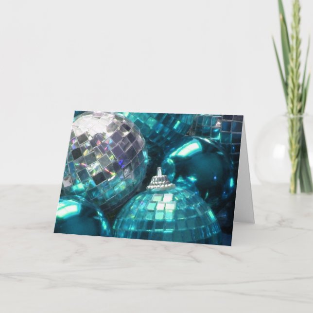 Blue Baubles greetings card (Front)