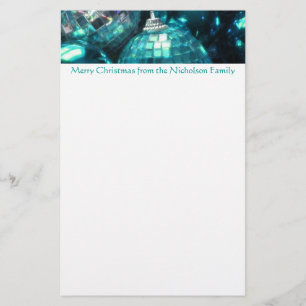 Blue Baubles header stationery blue text