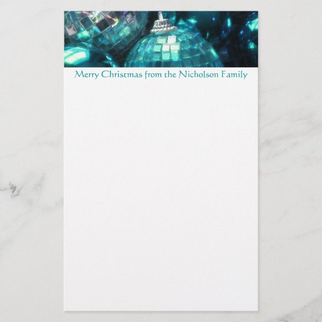 Blue Baubles header stationery blue text (Front)