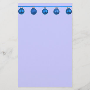 Blue Baubles on a Ribbon Christmas Stationary Stationery