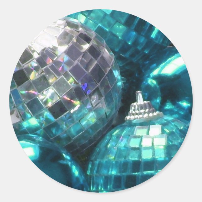 Blue Baubles round sticker (Front)