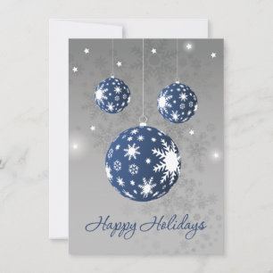 Blue Baubles Snowflake Christmas New Year Holiday Card