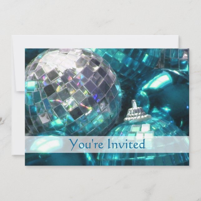 Blue Baubles 'You're Invited' invitation (Front)
