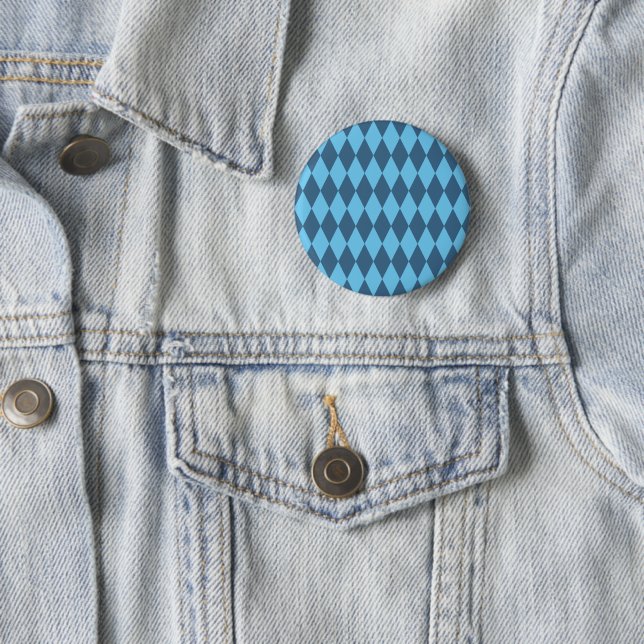 Blue Bavaria Rhombus Flag Pattern 6 Cm Round Badge (In Situ)