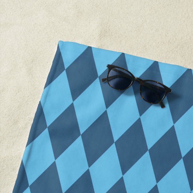 Blue Bavaria Rhombus Flag Pattern Beach Towel (In Situ)