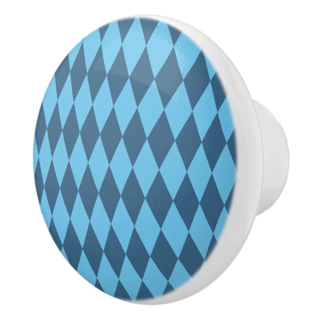 Blue Bavaria Rhombus Flag Pattern Ceramic Knob (Right)