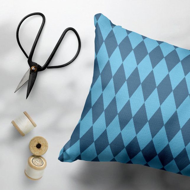 Blue Bavaria Rhombus Flag Pattern Decorative Cushion (Creator Uploaded)