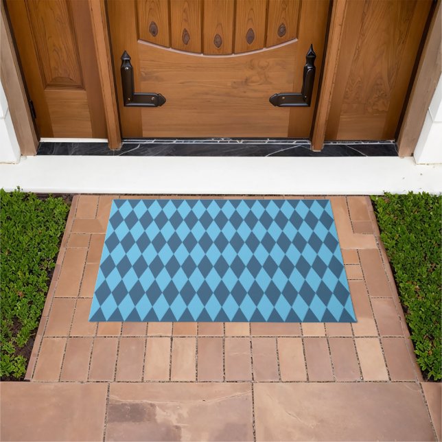 Blue Bavaria Rhombus Flag Pattern Doormat (Outdoor)