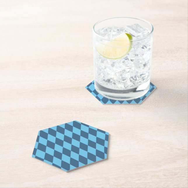 Blue Bavaria Rhombus Flag Pattern Paper Coaster (Insitu)