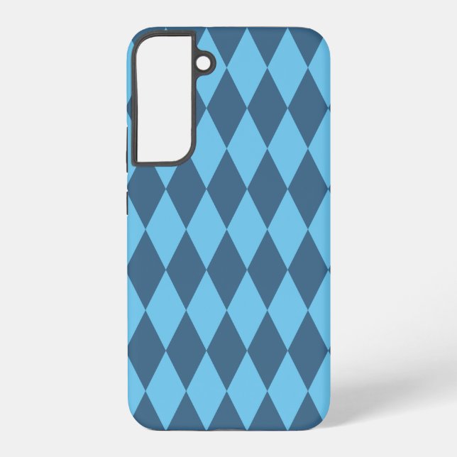 Blue Bavaria Rhombus Flag Pattern Samsung Galaxy S22+ Case (Back)