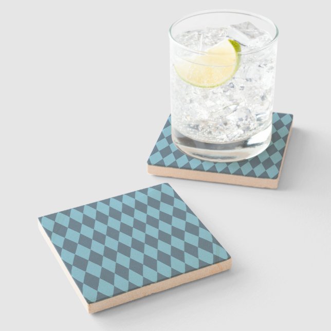 Blue Bavaria Rhombus Flag Pattern Stone Coaster (Side)
