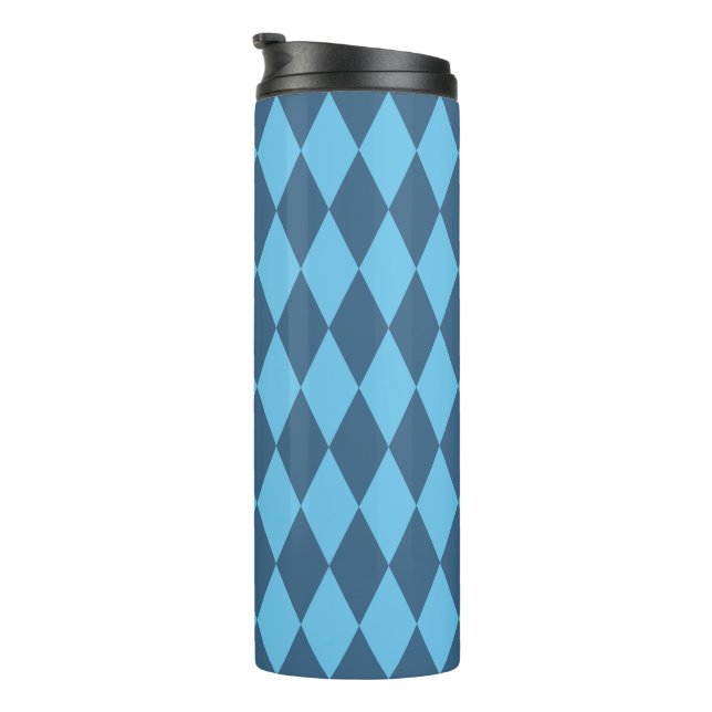 Blue Bavaria Rhombus Flag Pattern Thermal Tumbler (Rotated Right)