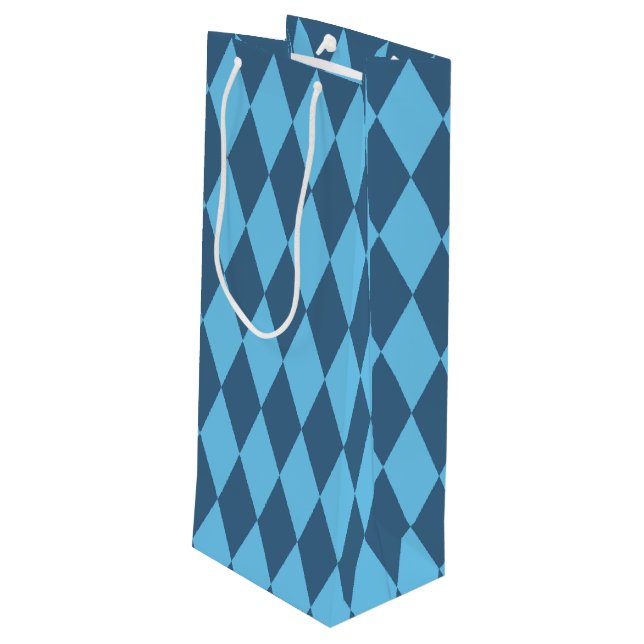 Blue Bavaria Rhombus Flag Pattern Wine Gift Bag (Back Angled)