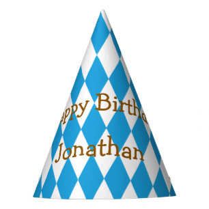 Blue Bavarian Birthday Personalise Party Hat