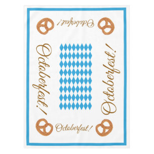 Blue Bavarian Octoberfest Pretzels  Tablecloth