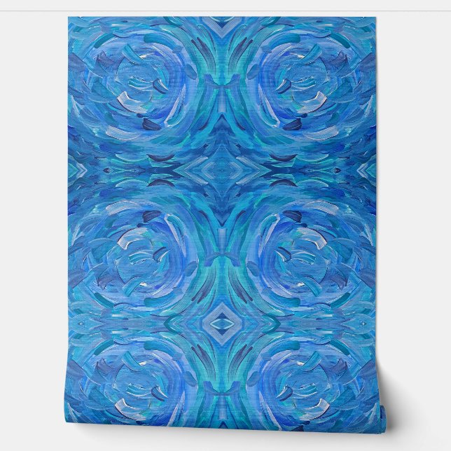 Blue Bayou Abstract Peel & Stick Wallpaper (Unrolling)