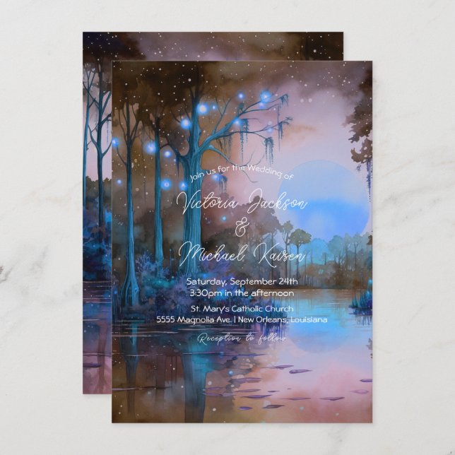 Blue Bayou Evening Wedding Invitation (Front/Back)