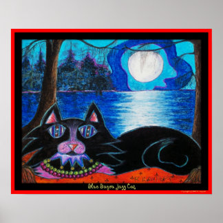Blue Bayou Jazz Cat Poster