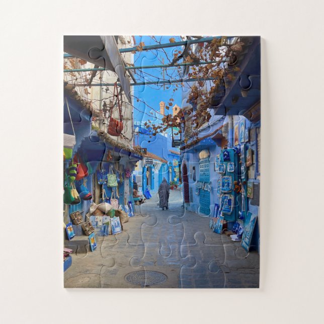 Blue Bazaar Alley | Chefchaouen, Morocco Jigsaw Puzzle (Vertical)